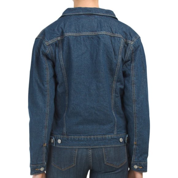 | levis • ex-boyfriend faux fur collar denim jacket • small | - Picture 16 of 17